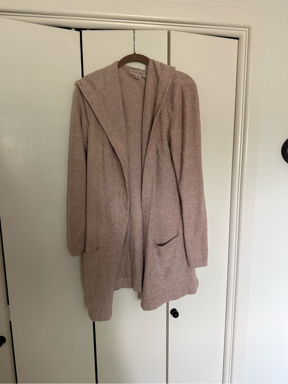Barefoot Dreams Mauve Hooded Open-Front Cardigan